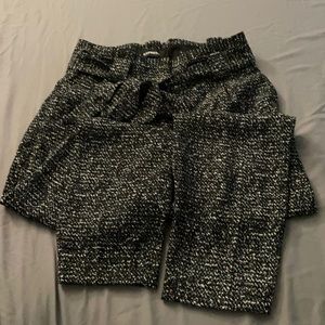 Express Ankle High Rise Paper-bag dress pant Black &White